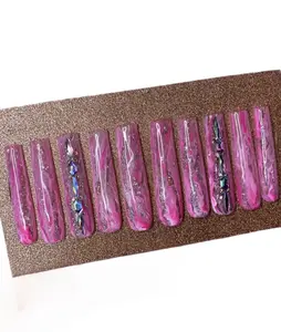 Faithfully Polished "Diana" Pink Nail Collection - XXXL Pink Marble Nails Reusable Handmade Press-On Nail Kit High-Quality Elegant Touch Salon-Quality Results