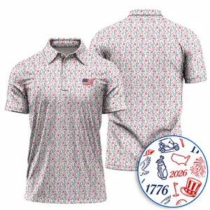 [SHIP FROM US] Patriotic Golf Polo – USA 250th Anniversary 1776–2026 Shirt, American Flag Performance Polo, Independence Day Gift for Him