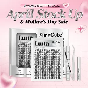 Luna | AiryCute MangaMagic Collection Upgrade U Lashes with Ultra-Dense, Waterproof, Long-Lasting Lashes | Aphrodite | Fashion Wet Look | Beginner Friendly DIY Lashes For a Flawless, Voluminous Look | Trendy & Must-Have Clusters