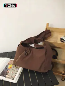 Large capacity solid color versatile crossbody bag, simple casual shoulder bag, canvas niche design, office shopping bag, outdoor sports commuting bag, solid color adjustable armpit bag, Quilted Shoulder Bag, Canvas Shoulder Bags
