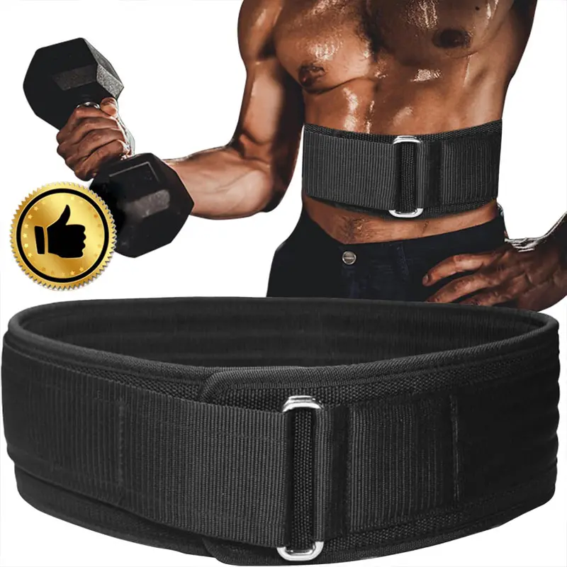 cattibor Men's Solid Polyester Spandex Weightlifting Belt with Adjustable Double Ring Buckle for Gym Training and Powerlifting, Sports Waist Belt