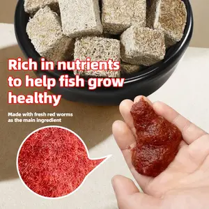 Premium Freeze-Dried Red Worms Fish Food Ideal for Goldfish Guppies Betta Includes Adhesive Pellets High-Protein Diet