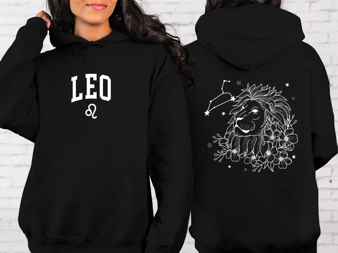 Leo Zodiac Hoodie, Astrology Floral Lion Constellation Graphic Pullover, Horoscope Birthday Hoodie, Celestial Star Sign Gift for Women