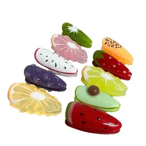 Handcrafted Press-On Nails: 3D "Fruit Party" - Fresh summer style featuring hand-painted lemons and cute cartoon designs (purely handmade nail art)