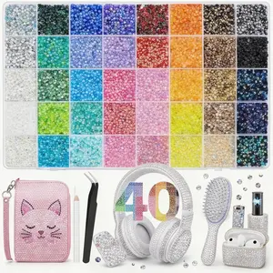 40 and 40000Pcs  Colors Jelly Rhinestones with Kit Tools for Bedazzling  Multicolor Resin Flatback Gems for Diamond Art Bedazzler Kit, for Crafting Book Shoes Nail Art