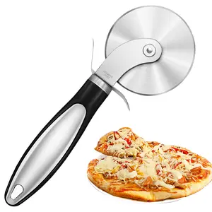 Easy Ergonomic Pizza Cutter - Stainless Steel Blade & Non-Slip Sandblasted Handle - Kitchen Gadget Pizza Cutter Wheel Ergonomic Handle