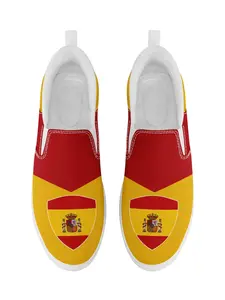 Men's Spain Pride Streetwear Sneakers, Casual Non-slip Comfortable Slip-on Shoes, Fashionable Custom Printed Sneakers for Daily Wear, Closed