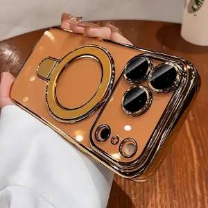 Magnetic for iPhone 17 Pro Max 17 Air 17 Pro 16 15 14 13 Case with Invisible Stand[Compatible with MagSafe][Full Camera Lens Protector][Military Drop Protection] Shockproof Not Yellowing Clear Slim Soft for Women Men iphone  17  pro  case