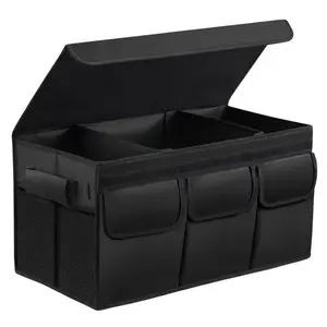 Car Trunk Organizer - Collapsible Trunk Organizer with Lid, Sturdy Car Trunk Organizer for SUV Auto Truck Van, Easy Installation & Use
