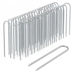 Heavy Duty Galvanized Steel Trampoline Wind Stakes, Slender U-Shaped Garden Landscape Staples, Rust-Resistant Metal Ground Anchors for Outdoor Tents, Canopy, Swing Set, Weed Barrier Fabric, Drip Irrigation Tubing Fixation Kit