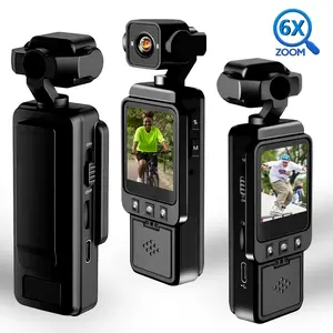 Body Cameras With Audio And Video Recording 2026 Vlogging Camera 270° Rotatable Handheld Camera, Pocket Cameras with 6x Zoom Lens 1080P Camcorder for Work Records Traveling Vlogging Wireless Vlog Camera