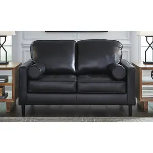 Modern Heritage Bryceview Onyx Black Leather Loveseat