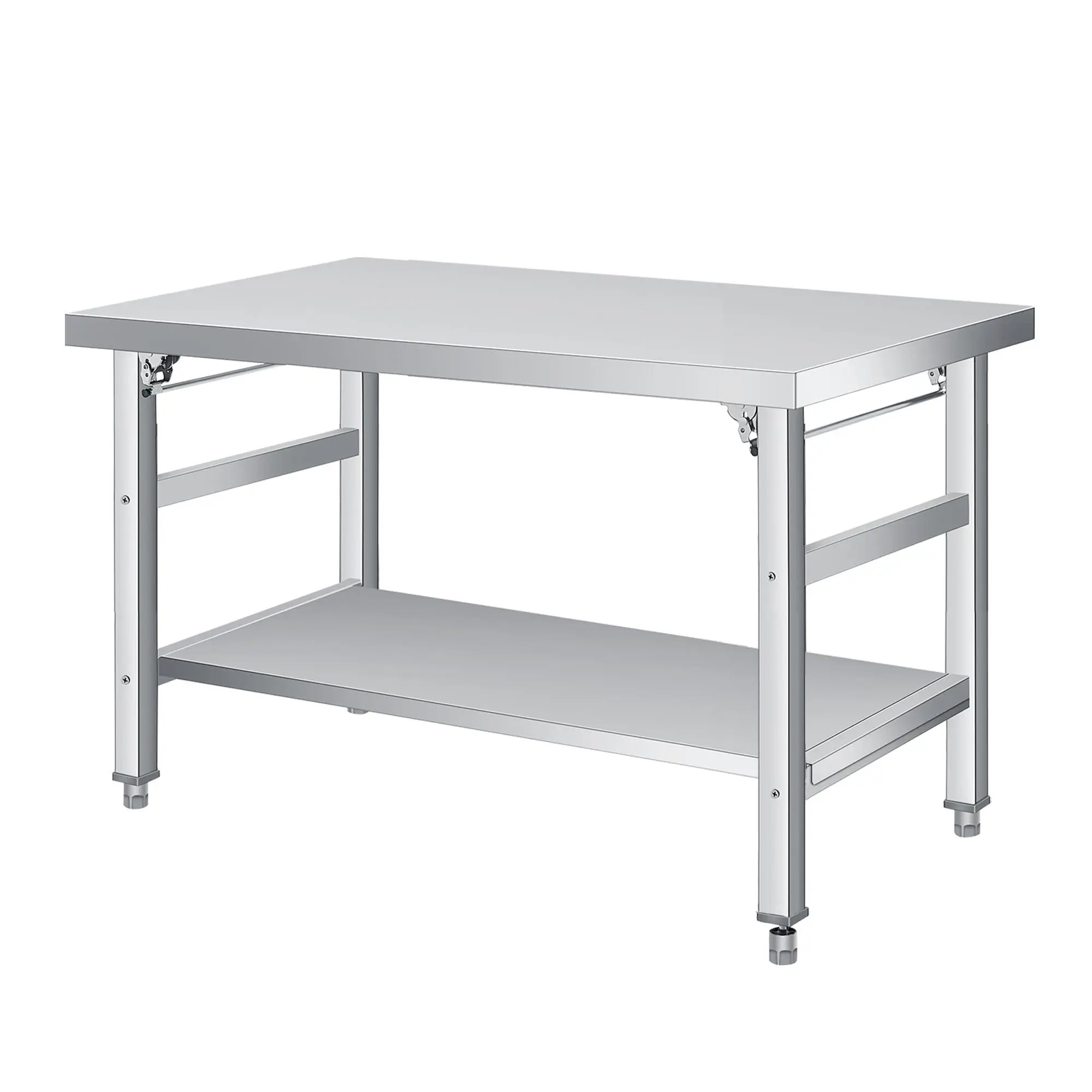Garvee 48"x24" Rectangular Heavy Duty Solid Metal Work Table - 920 LBS Foldable Prep Table with Adjustable Undershelf, Feet, Commercial Look for Home Kitchen, Garage