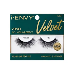 i-ENVY False Lashes, Velvet Soft Dramatic Fluffy Wispy Volume Eyelashes, Reusable Faux Mink Natural Look Extensions Curly Strip Cat Eye Artificial Fake Lashes (IVT01)