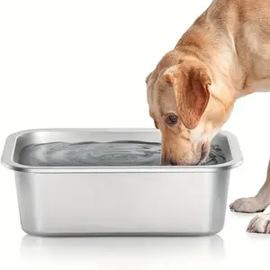 Large Capacity Dog Water Bowl, Durable Dog Drinking Bowl, Pet Feeding Supplies for Large Dogs, Stainless Steel Bowl