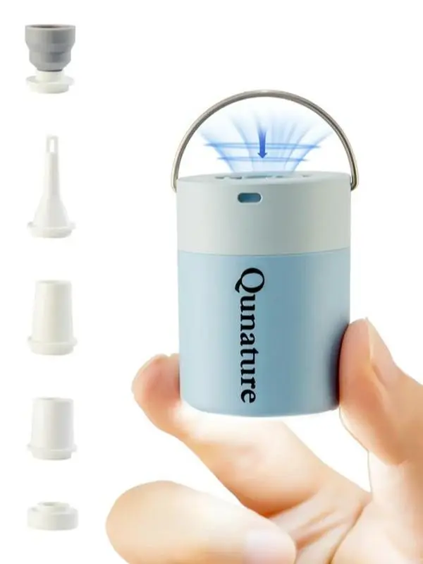 Qunature Mini Electric Pump 1500mAh for Air Bed Mattress Pool Floats Swimming Ring Vacuum Storage Bags Ultra-Mini Portable Design with 6-Nozzle Kit & 3-Level LED Light