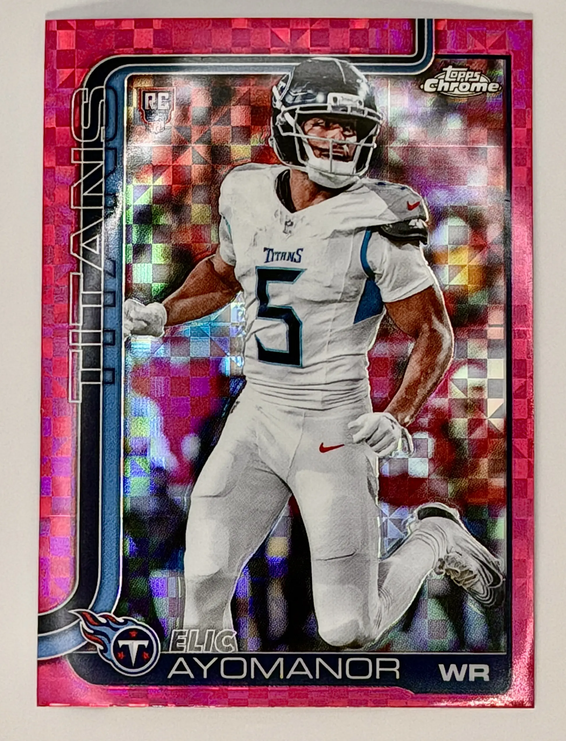 2025 Topps Chrome #336 Elic Ayomanor Hot Pink X-Fractor