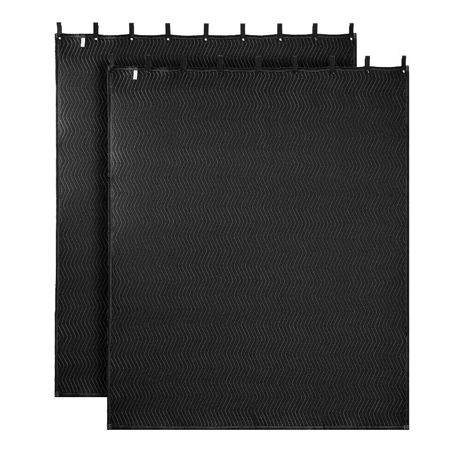 【Summerfinds】 2-Pack 96x80 in Noise Reduction Sound Dampening Blankets with Studio Grommets, Soundproof Light Blocking Curtains for Window, Music Recording, Black, 96 X 80 In