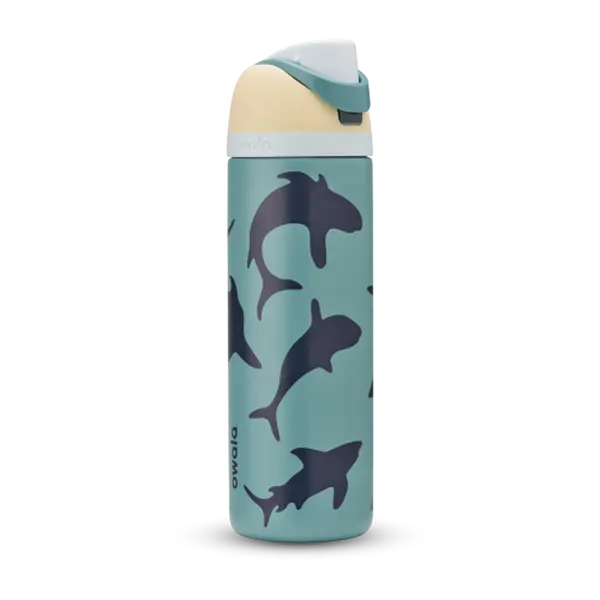 Owala FreeSip Water Bottle 32oz Fin Frenzy Shark Edition Stainless Steel Insulated Tumbler Leak Proof Cold Cup With Straw Gift