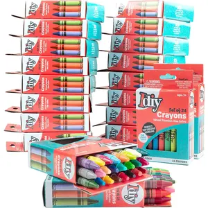 IDIY Individually Packaged Wrapped Boxes Wax Crayons (20 Packs, 24 different colors, 480 pc total) -ASTM Safety Tested - Gift Idea for Kids & Adults