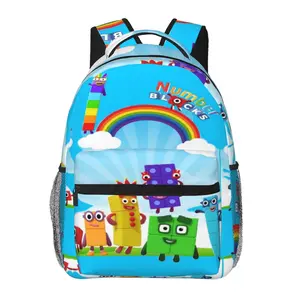 Number Blocks school backpack with large capacity; casual daypack for outdoor sports and office; cartoon Number Blocks merchandise laptop backpack and school bag for boys and girls; suitable as a gift.