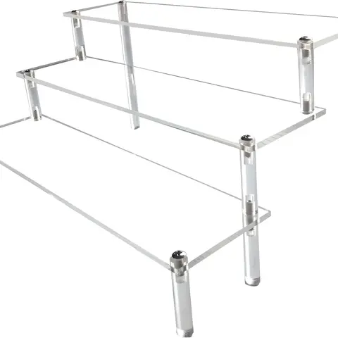 Acrylic Riser,Clear Display Risers Stand Perfume Organizer Cologne Acrylic Shelves 3 Tiered Cupcake Shelf for Amiibo Funko POP Figures Food Desserts Holder Collection Cosmetic Vendor Product