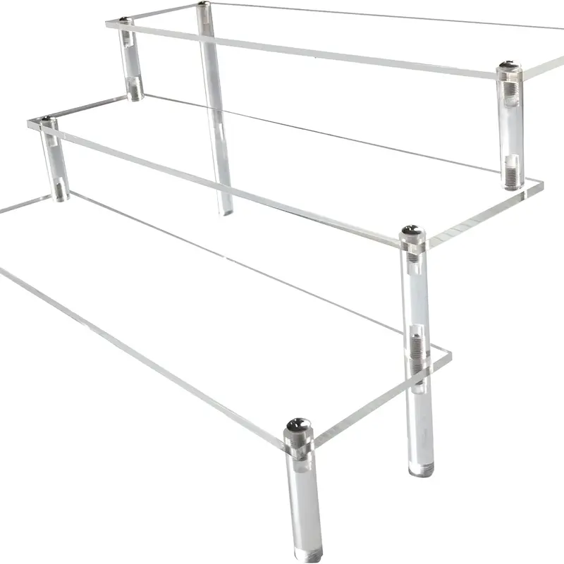 Acrylic Riser,Clear Display Risers Stand Perfume Organizer Cologne Acrylic Shelves 3 Tiered Cupcake Shelf for Amiibo Funko POP Figures Food Desserts Holder Collection Cosmetic Vendor Product