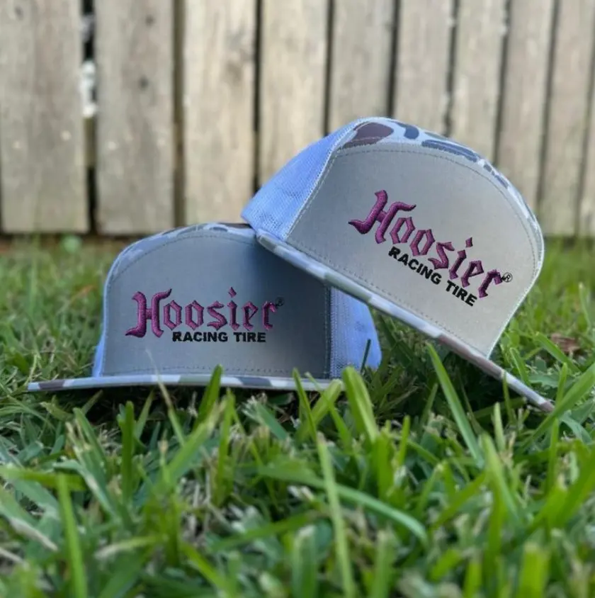 Hoosier Racing Tire Camo Trucker Hat | 1pc Retro Mesh Snapback Cap | Adjustable Flat Bill Racing Hat for Men | Lightweight Streetwear Outdoor Cap | Trending Gift 2026