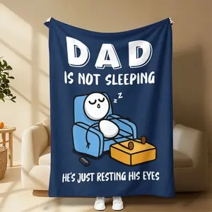 Father's Day Funny Birthday Gift for Dad Husband, Dad Is Not Sleeping Flannel Blanket, Fathers Day Dads Gifts From Daughter Son, Super Soft Throws Blanket for Couch and Napping