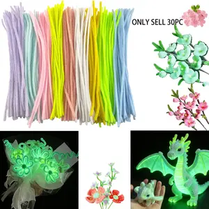 Night Glow Twister Rods, Pipe Cleaner Craft Supplies, Night Glow Chenille Stems, Creative DIY Velvet Strips, Handmade Crafts