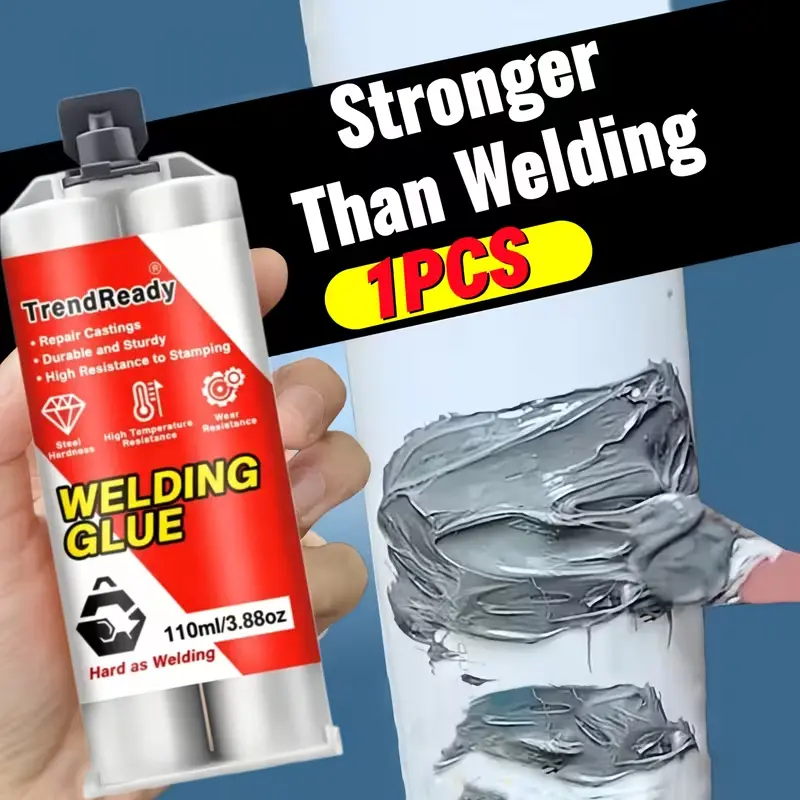 2/1PCS Heavy Duty Casting Glue | 2-in-1 Oilproof Metal Glue for Metal | Liquid Welding Glue High Strength Glue Includes Frosted Paper, Thrust Rod & Mixing Stick | Metal Casting Adhesive, Casting Glue, Castor Glue, AB Glue, Epoxy Resin, Super Glue