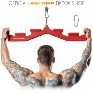 MOST GRIP LAT Pull Down Bar with 6 Ergonomic Handles, Neutral Grip LAT Pulldown Attachments for Whole Back Training, Wide Grip LAT Pulldown Bars for Home Gym Cable