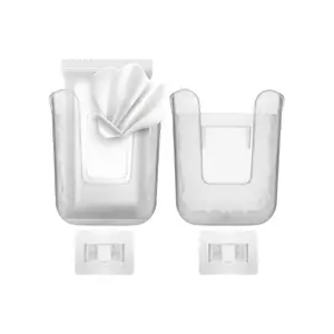 2 Pcs Kitchen Wipes Storage Box Dispenser,Wall Mounted Tissu-e Box Holder,Refillable Wipes Holder,Flushable Wipe Container for Bathroom, Kitchen,Bedroom,Toilet,Home