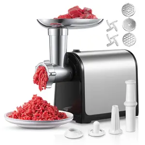 Meat Grinder Electric, Stainless Steel, HOUSNAT 3 in 1 Meat Grinder Heavy Duty with 2 Blades and 3 Plates, Sausage Stuffer Tube & Kubbe Kit, Home Kitchen Use