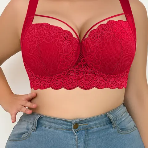 Plus-Size Women's lace push-up bra, full coverage for secure support and a flattering bust shape, comfortable and non-restrictive, suitable for everyday wear, Lace Bras