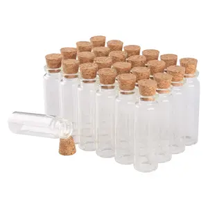 24 pieces/set Diameter 2.2cm 5ml/7ml/10ml/14ml/18ml/20ml/25ml/30ml mini Decorative Transparent Glass Bottle with Cork Stopper Glass Jar Glass Vial Containers Art Crafts Wishing Bottle 8 Size U-pick
