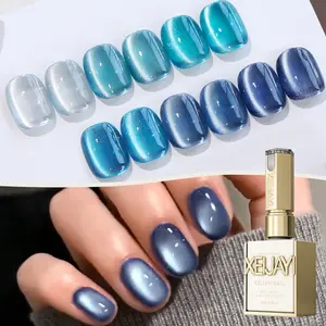 【LIVE】6PCS*15ML Super Bright Nail Gel Glacier Blue Series Cat Eye 6-Color Fashion Salon Cat Eye Art Design Shiny Gloss Shiny Cat Eye Women'S Nail Art Tool for Nail Art Enthusiasts