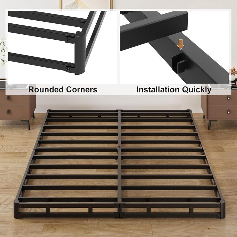 3 Inch Queen Box Spring Low, Box Spring for Queen Bed Base with Fabric Cover, Mattress Foundation, Noise Free, Assembly