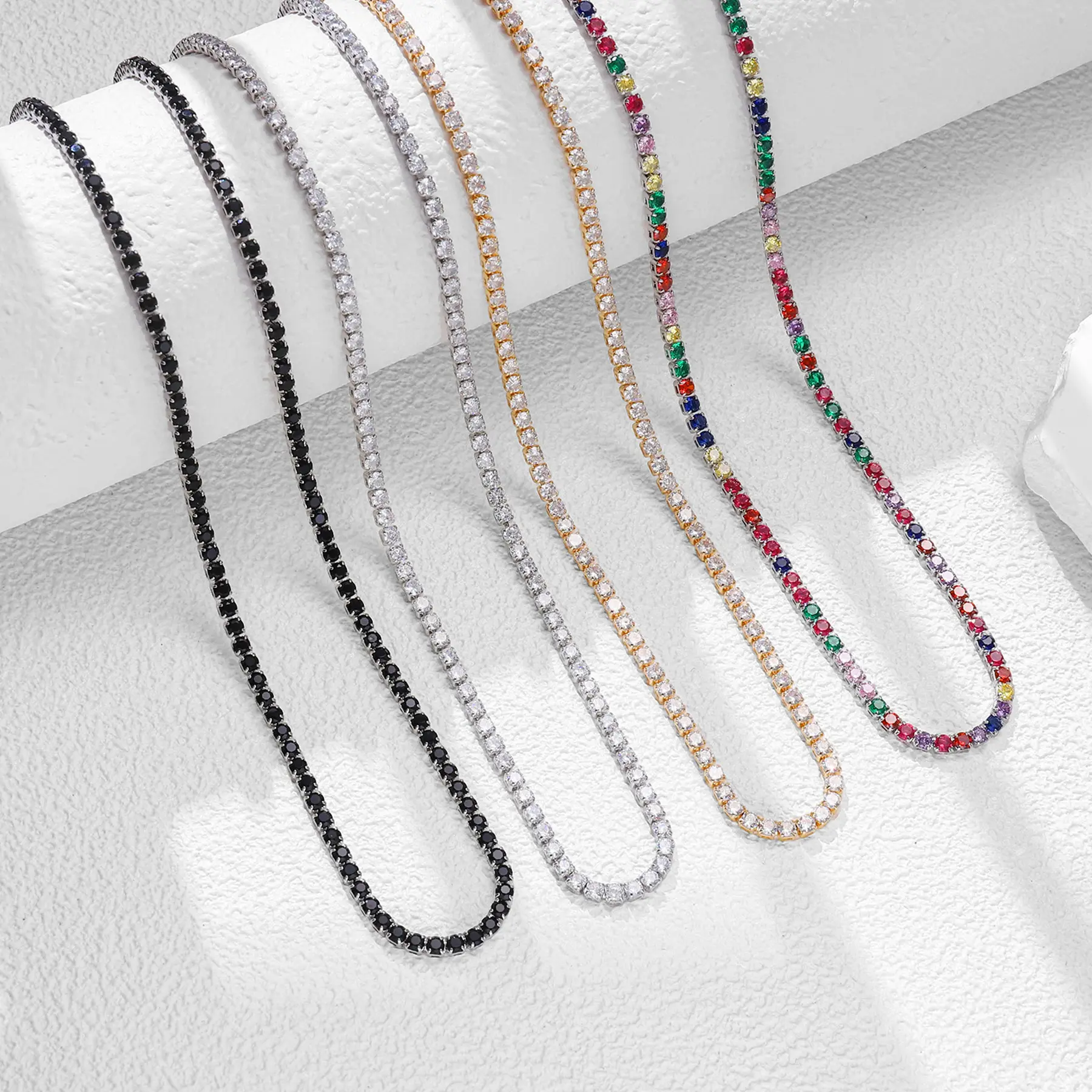Exquisite Shiny Full Cubic Zirconia Tennis Necklace, 14K Gold Plated 2mm Cubic Zirconia Clavicle Chain Dainty Choker Necklaces Birthdays, and Special Occasions Party Jewelry Vacation Travel Beach Necklace Holiday Wear Accessories Gift