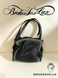 Pre-owned Loewe Black Calfskin Studded Hobo Shoulder Bag (Silver Hardware)