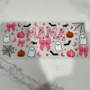 Pink Mama Halloween Coquette Pumpkins UVDTF Wrap Double Sided Decor Decorative