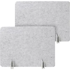 Desk Privacy Panel Set, Freestanding Desk Partition Cubicle Wall Noise-Reduction Panels, Soundproof Room Divider with Support Feet for Office & Home Use, Light Grey 40*60cm