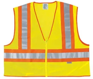 212 MAIN Reflective Safety High-Visibility Vest - River City Style, 100% Polyester Mesh, Zipper-Equipped, with Orange-Silver Fluorescent Stripes