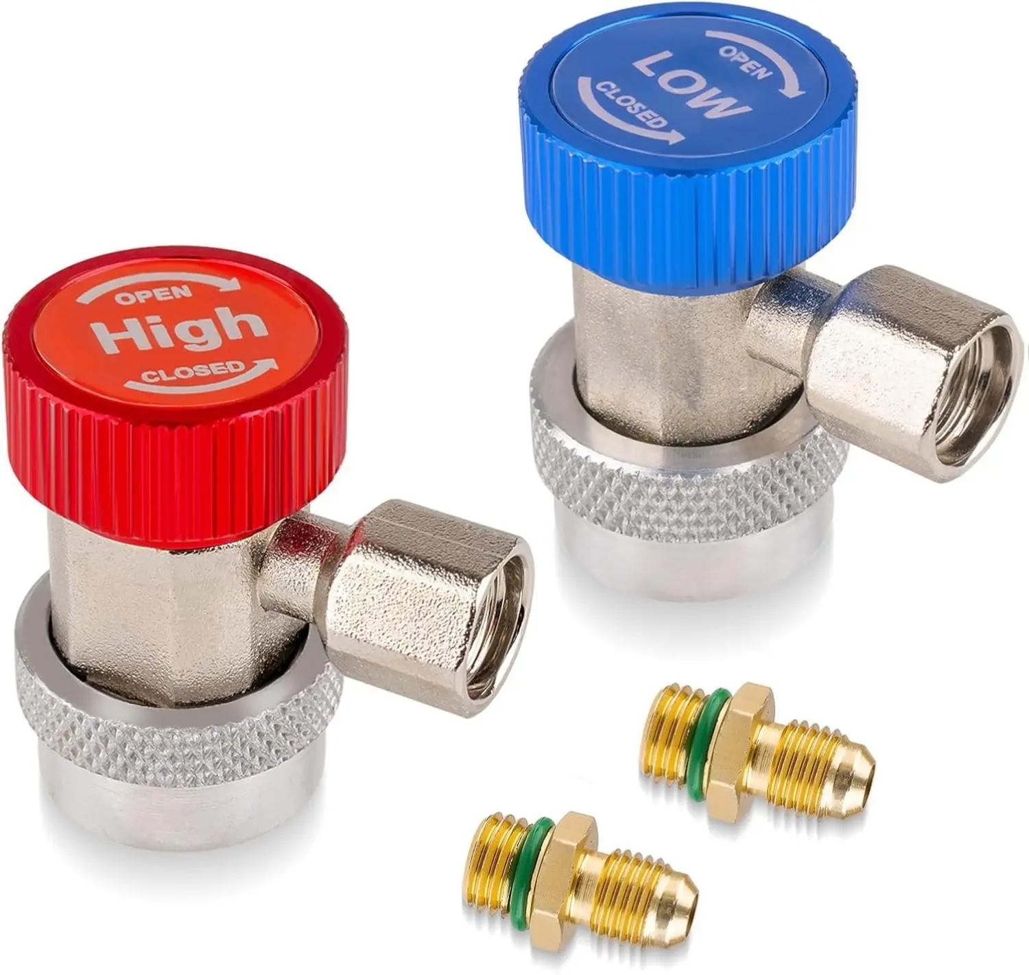 B BRAZIFY 2PCS R134a Refrigerant Adapter & Hose Fittings Kit - Automotive A/C High/Low Pressure Quick Connect Couplers, Black Helix Twist Pipe, Brass Quarter-Turn Ball Valve, Propane Tee Adapter (Convenient Maintenance, Easy to Use, Automatic)