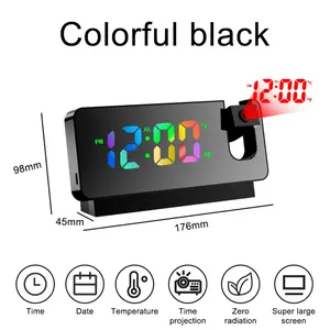 Projection Alarm Clock for Bedroom LED Digital Clock Projection on Ceiling Wall Rechargeable Time Temperature Display Snooze