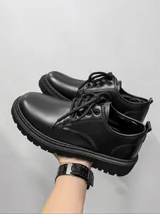 Men's Business Classic Lace Up Dress Shoes, Solid Color Round Toe Oxford Formal Shoes for Work Office, Male All-match PU Leather Shoes for Daily Wear, Business Casual Shoes