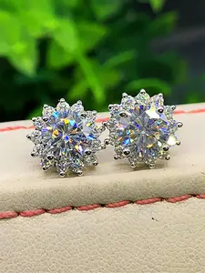 1 Pair Women's Elegant Artificial Gemstone Decor Flower  Stud Earrings, Elegant Women's Fashion Jewelry Accessories for Anniversary, Engagement, Wedding