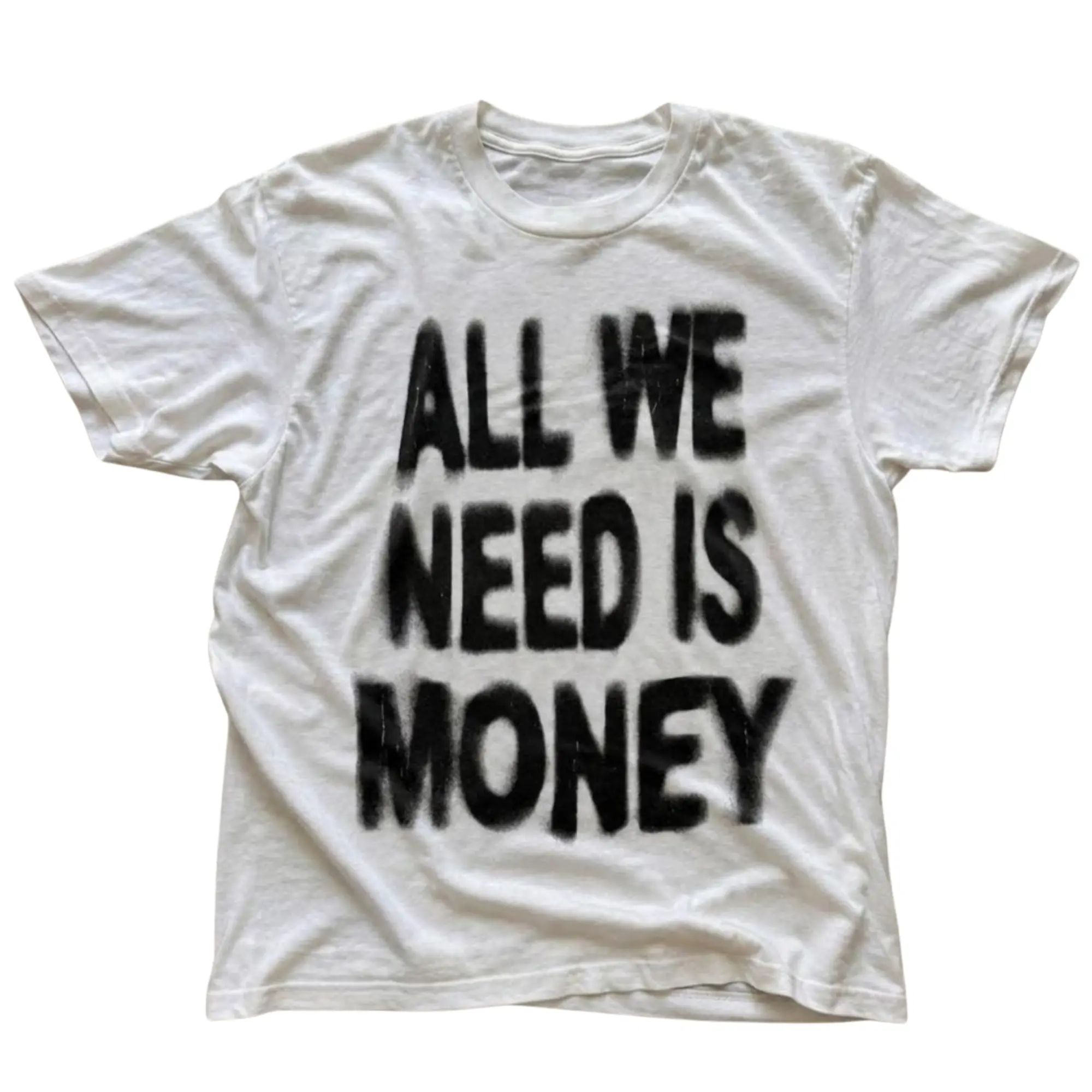 All We Need Is Money Graphic Tee, Funny Money Quote Shirt, Vintage Spray Paint T-Shirt, Unisex Streetwear Gift