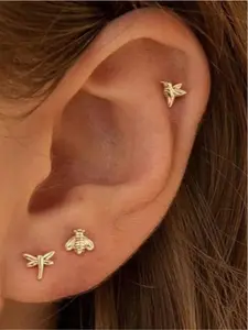 Unisex cute cute cute animal stud earrings, light luxury design texture earrings, niche design versatile stacked earrings, suitable for daily wear, Valentine's Day, Mother's Day gifts