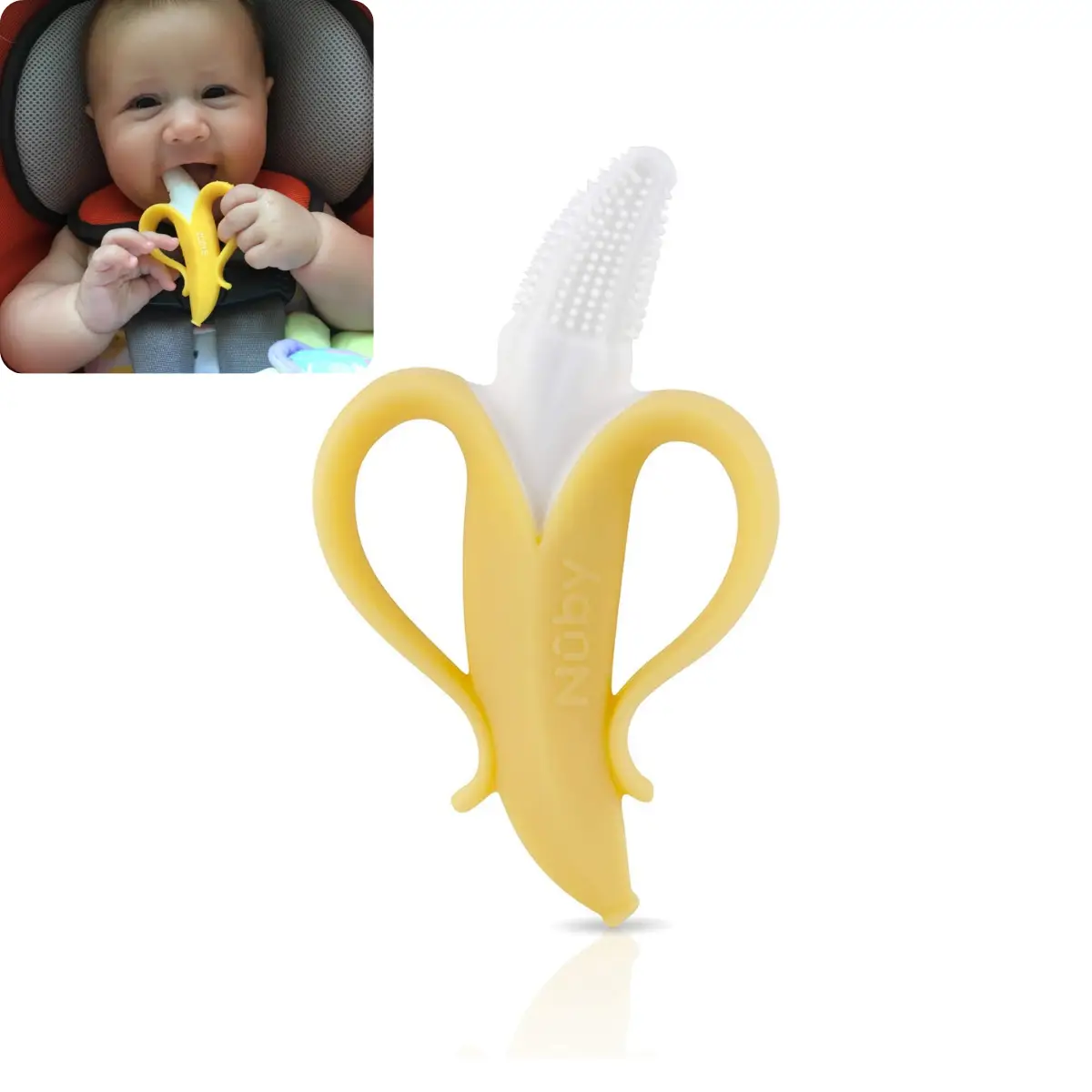 Baby Teething Toys Silicone Teethers, Banana Massaging Teether
